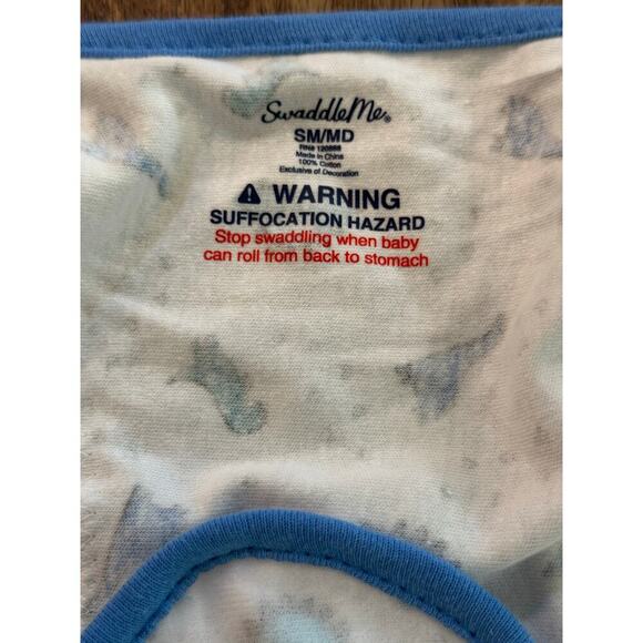 Swaddle Me Baby White & Blue 100% Cotton Dinosaur Print Sleepsack Size SM/MD - Picture 4 of 6
